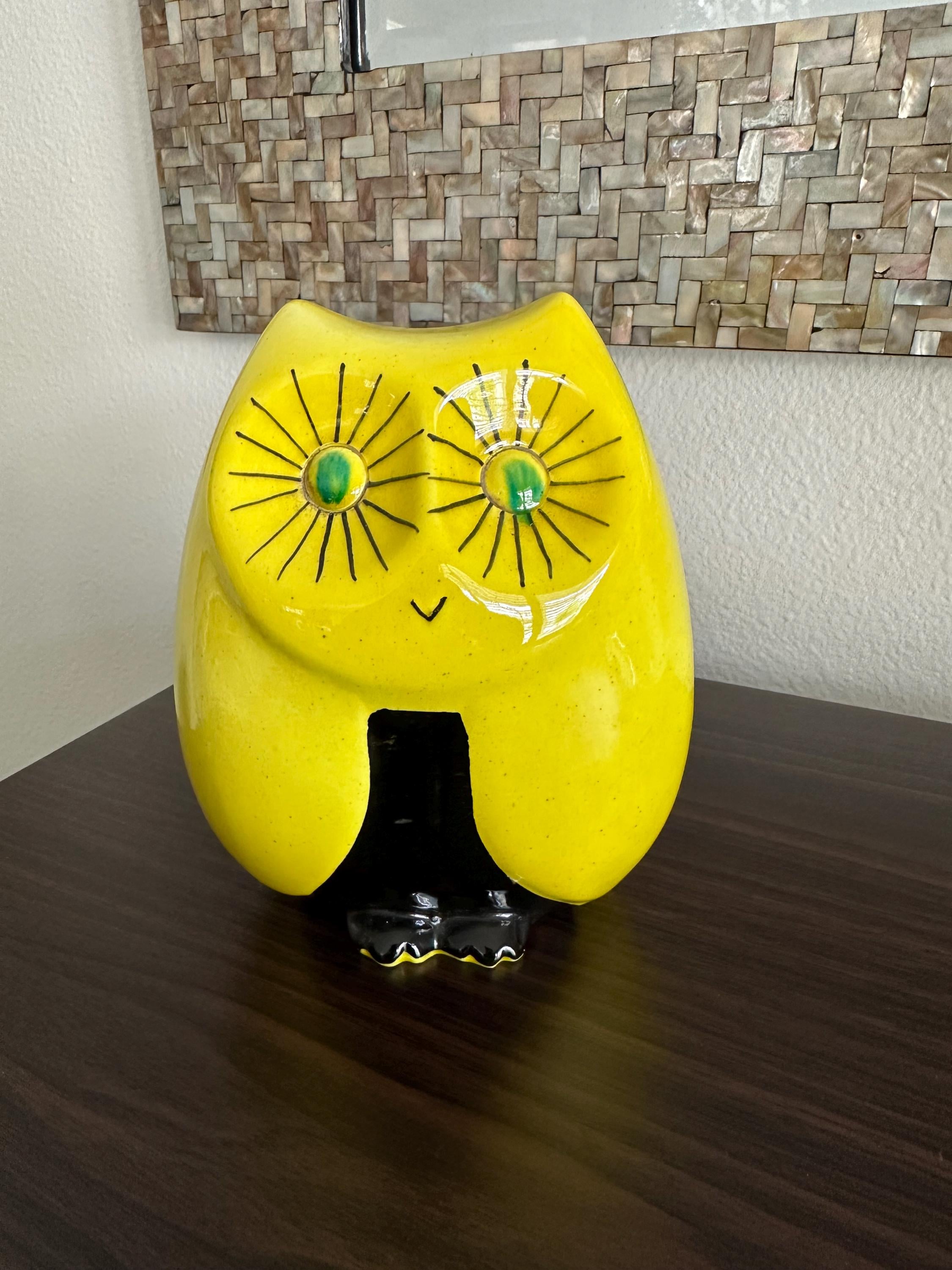Vibrant Baldelli Ceramic Owl Bank - Italy - Etsy