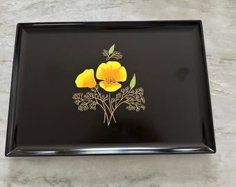 Couroc of Monterey Poppy Wildflower Large Tray - California