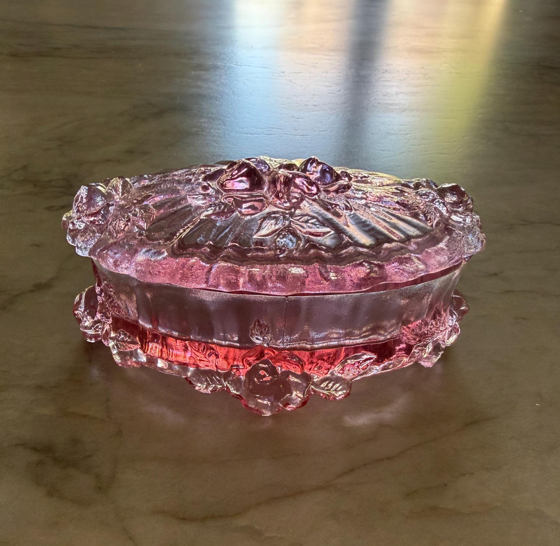 フェントン イリデセントグラス バードオンザネスト 蓋付き小物入れ Fenton Box With Lid - Etsy