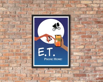 Póster enmarcado de papel mate "E.T. Phone Home"