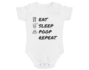 Eat, Sleep, Poop, Repeat Short Sleeve Baby Bodysuit