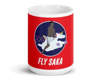 Fly Saka Taza brillante roja y blanca