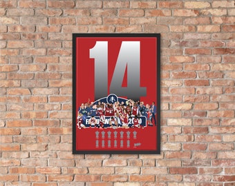 Póster conmemorativo enmarcado de papel mate del Arsenal FC (14 veces)