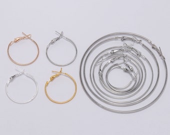 10 pièces 20 25 30 40 50mm or argent cercle rond créoles crochets résultats pour bijoux à bricoler soi-même fabrication d'accessoires fournitures