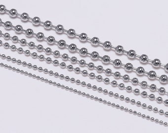 5m/lot 1.2/1.5/2.0/2.5/3.0/3.2mm Beaded Ball Stainless Steel Bulk Ball Bead Chains For DIY Necklaces Jewelry Making Accessories