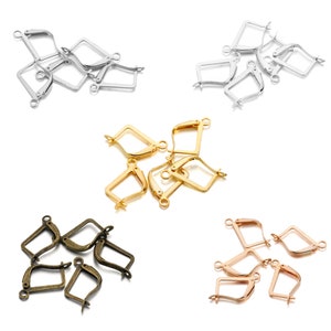 50pcs/lot French Earring Hooks Lever Back Open Loop Setting For DIY Earring Clips Clasp Jewelry Making Supplies Accessories