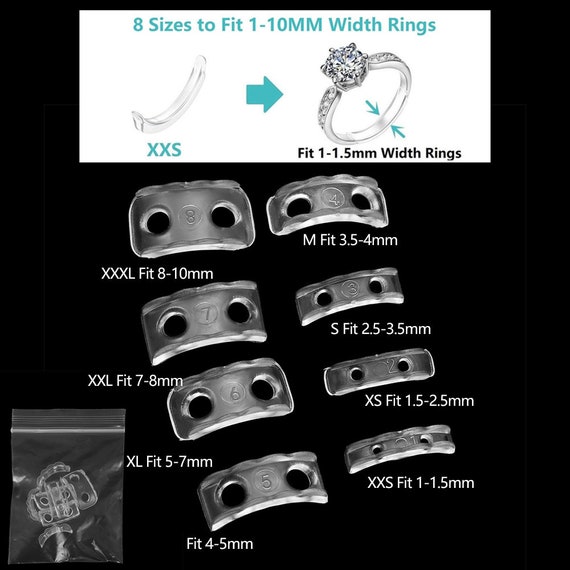 8pcs/set Ring Re-sizer 8 Sizes Silicone Invisible Ring Size Adjuster Reducer