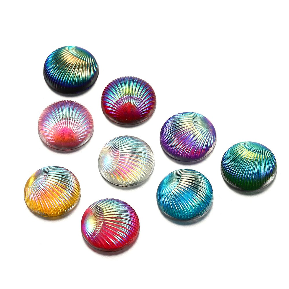 20pcs/lot 10mm Shell Shape Resin Cabochons Multicolor Round - Etsy