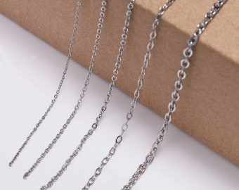 5M/Lot 1.2 1.5 2.0 2.4 3.0 mm Stainless steel Link Chain Bulk Necklace Chains For Jewelry Making Findings Supplies Accessories