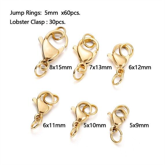 Stainless Steel Lobster Clasp+Open Jump Rings Set Rings For Jewelry Making  DIY Bracelet Necklace Supplies Accessories 3-15mm