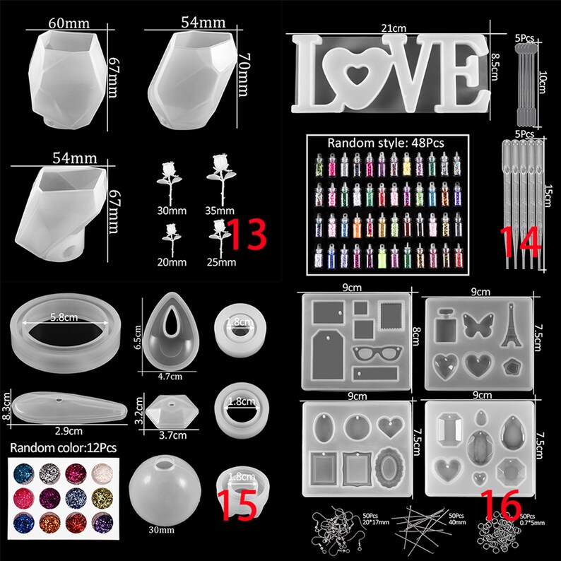 1 Set Jewelry Silicone Casting Molds Sets Mixed Style UV Epoxy Etsy