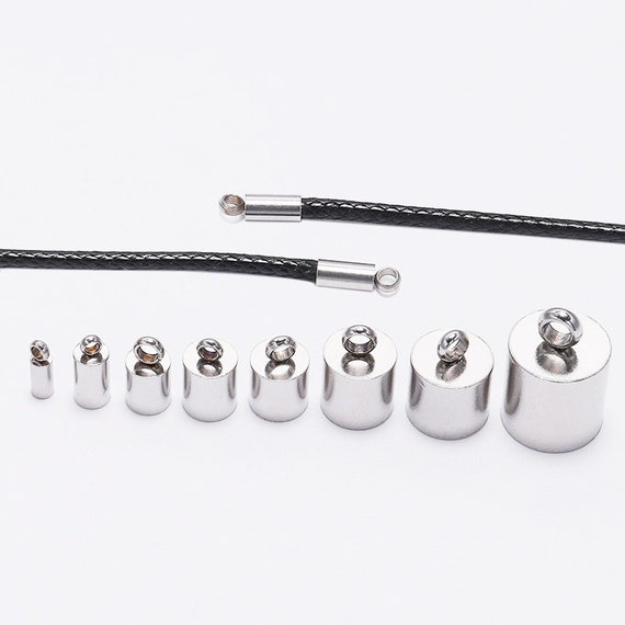 10pcs Leather Cord End Crimp Caps Beads DIY Stainless Steel End Caps For  Necklace Connectors Bracelet Jewelry Making Supplies