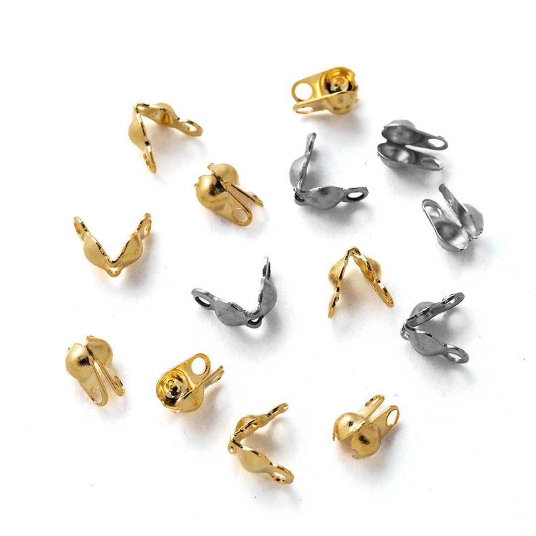 50pcs/lot Stainless Steel Ball Chain Clasps End Crimping Cover Beads