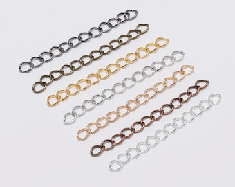 100 pcs/lot 50mm 70mm collier en argent chaîne d'extension bracelet en vrac chaînes prolongées rallonge de queue pour la fabrication de bijoux à bricoler soi-même résultats