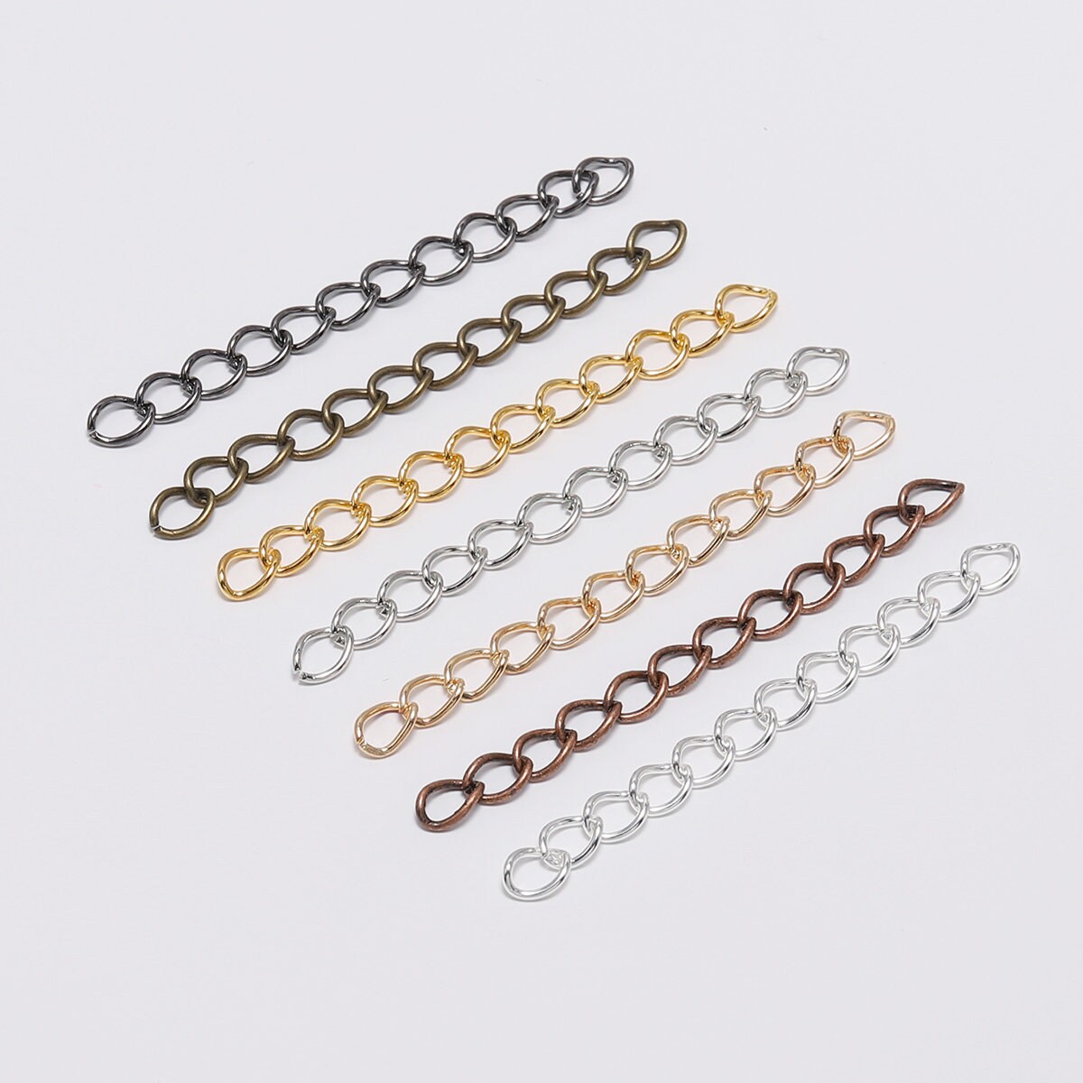 50Pcs/lot 5cm,7cm Stainless Steel Bulk Necklace Extension Chain Tail  Extender Bracelet Chains for Jewelry Making Supplies Findings (50mm*50pcs)