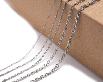 5 M/lots 1.2 1.6 2mm chaîne en acier inoxydable collier chaînes à maillons en vrac pour colliers fabrication de bijoux résultats accessoires fournitures