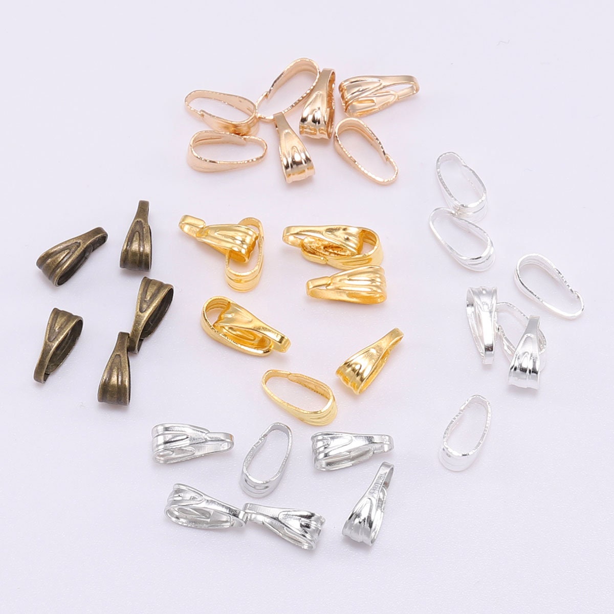 100pcs/lot Copper Pendant Pinch Bails Connectors for DIY Jewelry Making  Findings