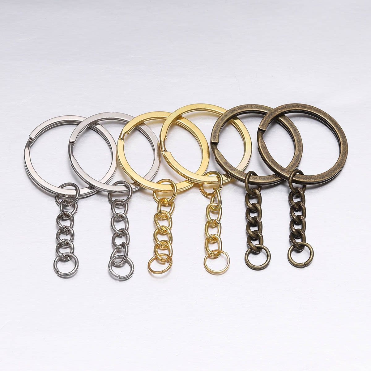 10pcs Key Ring Ring Size: 30mm Key Chain Rhodium