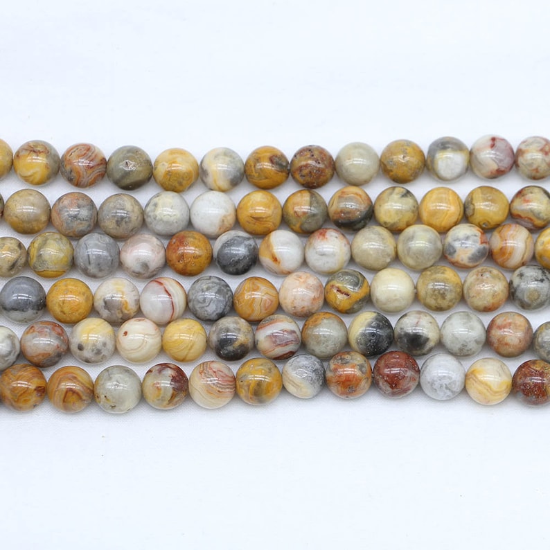 1strandlot Natural Stone Brown Crazy Lace Agat Bead Round Loose Spacer Beads For Jewelry Making Findings DIY Bracelet Necklace