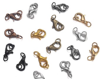 50 ganchos de cierre de langosta con 100 anillos de salto, cierres de extremo, conectores de collar de pulsera para suministros de joyería DIY