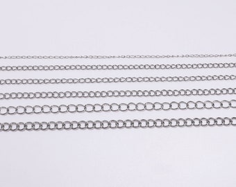 5 M/Lot chaînes de colliers en acier inoxydable 1,2 2,2 2,4 3,0 4,0 mm chaîne de bijoux en vrac pour la fabrication de bijoux à bricoler soi-même résultats accessoires