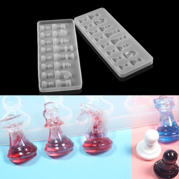 1sets 3D International Chess Epoxy Resin Molds Chess Pieces UV Resin Molds  Silicone for DIY Jewelry Making Supplies Handmade 