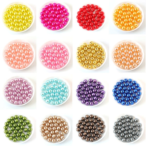 100 pièces/sac avec trou ABS perles d'imitation 4/6/8/10/12MM ronde en plastique acrylique perle d'espacement pour les résultats de fabrication de bijoux à bricoler soi-même