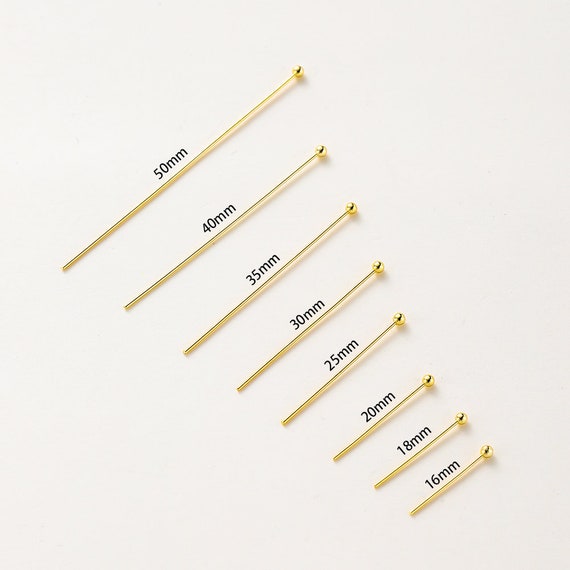 T pin Eye pin Ball pin Flat Head Pins Ball head Pins Accessories for DIY  Bracelet Earring Jewelry Making Color Gold Silver Bronze length 16mm-50mm