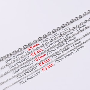 5 M/lotto 1.2 1.5 2.0 2.4 3.0mm Catena a maglia in acciaio inossidabile Catene per collana all'ingrosso per creazione di gioielli Risultati Forniture Accessori immagine 4