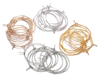 50 stks/partij 20 25 30 35 mm Zilver KC Gold Hoops Oorbellen Grote Cirkel Oor Draad Hoops Oorbellen Draden voor DIY Sieraden Maken Levert