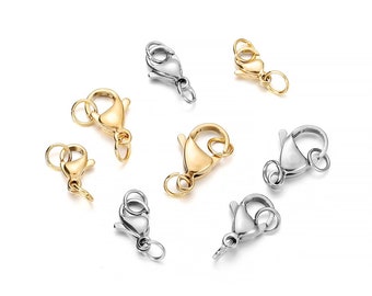 30Pcs/lot Stainless Steel Gold Plated Lobster Clasp Jump Rings For Bracelet Necklace Chains DIY Jewelry Making Findings Supplies