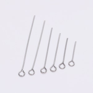 100pcs 20 25 30 35 40 45 50 mm Stainless steel Eye Pins Findings Eye Head Pins For Jewelry Making Supplies DIY Craft Accessories