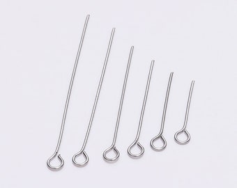 100pcs 20 25 30 35 40 45 50 mm Stainless steel Eye Pins Findings Eye Head Pins For Jewelry Making Supplies DIY Craft Accessories