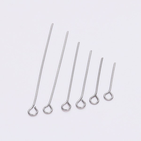 100 Stück 20 25 30 35 40 45 50 mm Edelstahl Eye Pins Erkenntnisse Eye Head Pins Für Schmuckherstellung Zubehör DIY Handwerk Zubehör