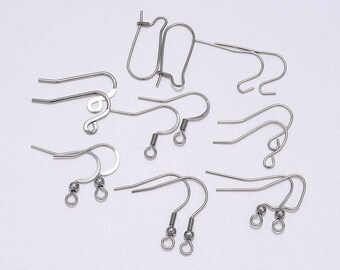 50pcs/lot 8 Shapes Stainless Steel Ear Hook Clasps Hooks Earring Findings Earwire For Jewelry Making Craft Supplies Accessories