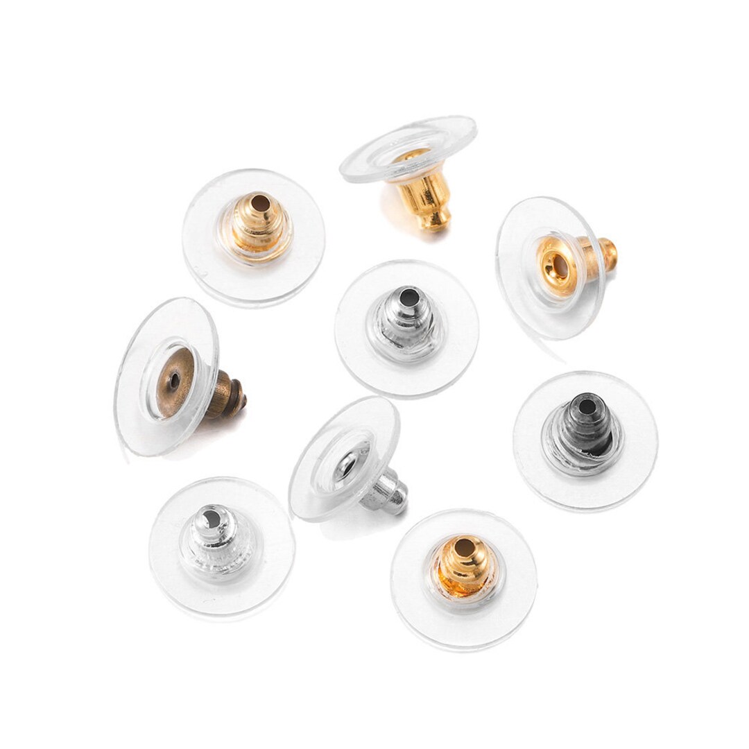 100pcs/lot Stainless Steel Hypoallergenic Earring Back Stopper Gold Steel  Tone Ear Back Plugs Fit DIY Jewelry Making Findings