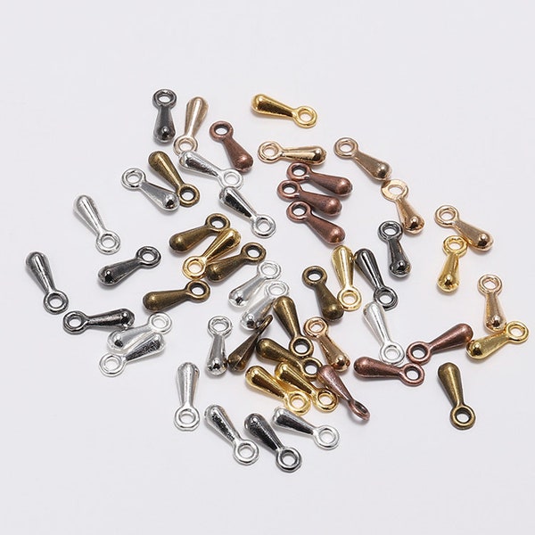 200pcs/ lot 2*7 3*9mm Gold/Silver Copper Water Drop End Beads For DIY Extender Chain Pendant Jewelry Making Findings Accessories