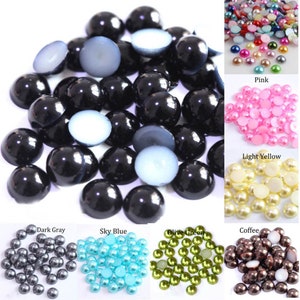 ABS Acrylic Beads Imitation Pearl Cabochon Half Round Flatback White Black 2/3/4/5/6/8/10/12mm Beads For Jewelry Making DIY Accessories