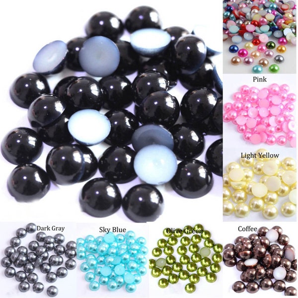 Perles acryliques ABS cabochon de perle demi-ronde à dos plat blanc noir 2/3/4/5/6/8/10/12mm perles pour la fabrication de bijoux accessoires de bricolage