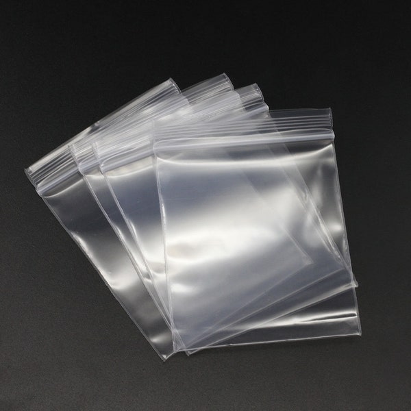 100 pcs/lot 5*7/6*8/7*10 cm en vrac épais emballage de bijoux fermeture éclair à glissière serrure en plastique refermable poly sacs transparents fournitures