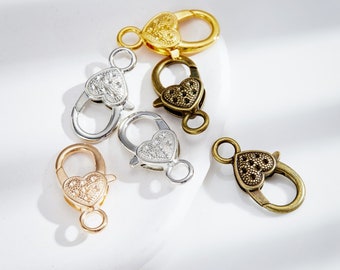 10 pz/lotto 14*27mm a Forma di Cuore Aragosta Chiusura Ganci Connettori Per Collana FAI DA TE Braccialetto Catena Portachiavi Creazione di Gioielli Accessori