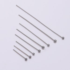 100pcs/Lot 15 20 30 40 50mm Bright Silver Tone Stainless Steel Ball Head Pin For Diy Jewelry Making Headpin Findings Accessories