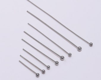 100pcs/Lot 15 20 30 40 50mm Bright Silver Tone Stainless Steel Ball Head Pin For Diy Jewelry Making Headpin Findings Accessories