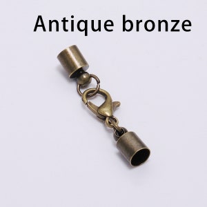 10 stks/partij 3-10mm Zilver Goud Kwastje Ronde Lederen End Tip Caps Met Kreeft Sluitingen Haken Connectors voor Sieraden Maken Benodigdheden afbeelding 9