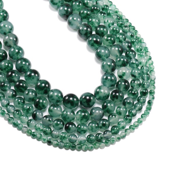 1 brin/lot 4/6/8/10/12mm pierre de Jade naturelle Agat perle verte ronde perles d'espacement en vrac pour les résultats de fabrication de bijoux bracelet à bricoler soi-même
