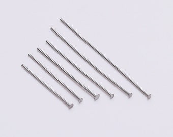 100pcs/Lot Stainless Steel Flat Head Pins 20 30 40 50 60mm Headpins Findings For Diy Jewelry Making Supplies Accessories