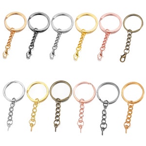 DIY Crafts Split Key Ring with Chain Set, Metal Flat Keychain Rings 1 Inch  with Open Jump Rings and Screw Eye Pins Bulk, Colors Choice, for Resin  Jewelry Making (1 Pc, Antique