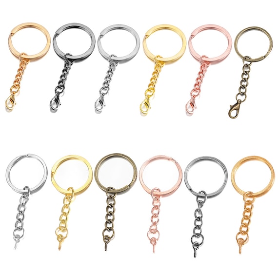 Suuchh Keychain Rings for Crafts Gold, Key Chains Rings Kit Includes Split Key Ring with Chain, 100pcs Jump Rings and 100pcs Screw Eye Pins for Resin