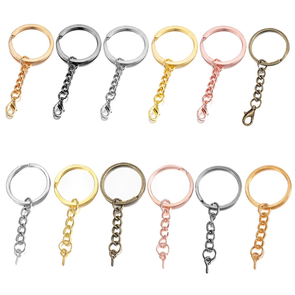 100Pcs 1 Inch 25mm Golden & Platinum Flat Key Chain Rings Kit, Including  20Pcs Split Keychain Rings With Chain And 40Pcs Jump Ring With 40Pcs Screw  Eye Pins Bulk For Jewelry Findings