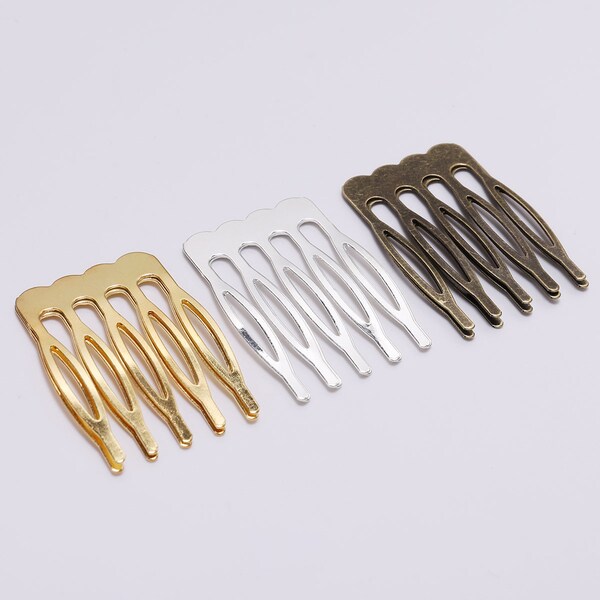 10 pieces/lot Teeth Metal Hair Comb Claw Hairpins Findings Fit Bride Crown Comb Wedding DIY Charm Barrettes For Jewelry Making